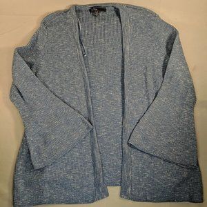 89th and Madison Heather Blue Knit Cardigan Open Front Sweater womens L Large
